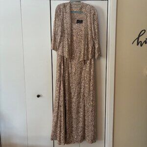 Sequin evening gown with jacket, rose gold